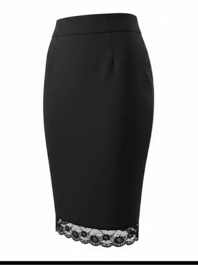 The Limited Black Pencil Skirt with Lace Trim
